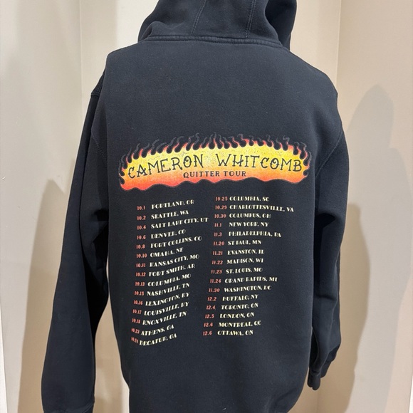 Cameron Whitcomb 2023 Quitter Tour Merch Hoodie Black Flame Graphic 2023 Sz M - Picture 6 of 12